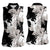 Black White Monotone Tropical Flowers Pattern Women Sleeveless Polo Shirt - Polynesian Pride