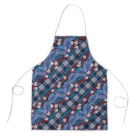 Polynesian Monstera Tiare Floral Apron Royal Blue Tropical Plaid - Polynesian Pride