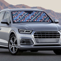 Polynesian Monstera Tiare Floral Auto Sun Shade Royal Blue Tropical Plaid - Polynesian Pride