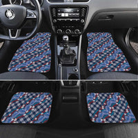 Polynesian Monstera Tiare Floral Car Mats Royal Blue Tropical Plaid - Polynesian Pride