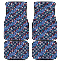 Polynesian Monstera Tiare Floral Car Mats Royal Blue Tropical Plaid - Polynesian Pride