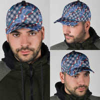 Polynesian Monstera Tiare Floral Classic Cap Royal Blue Tropical Plaid - Polynesian Pride