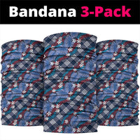 Polynesian Monstera Tiare Floral Neck Gaiter Royal Blue Tropical Plaid - Polynesian Pride