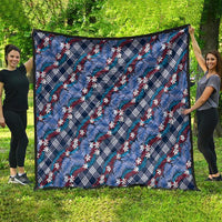 Polynesian Monstera Tiare Floral Quilt Royal Blue Tropical Plaid - Polynesian Pride