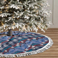 Polynesian Monstera Tiare Floral Tree Skirt Royal Blue Tropical Plaid - Polynesian Pride