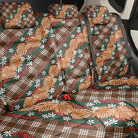 Polynesian Monstera Tiare Floral Back Car Seat Cover Chocolate Brown Tropical Plaid - Polynesian Pride