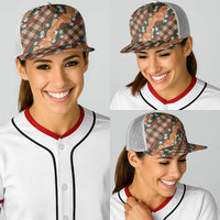 Polynesian Monstera Tiare Floral Baseball Net Cap Chocolate Brown Tropical Plaid - Polynesian Pride