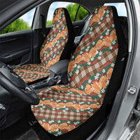 Polynesian Monstera Tiare Floral Car Seat Cover Chocolate Brown Tropical Plaid - Polynesian Pride