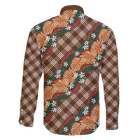 Polynesian Monstera Tiare Floral Family Matching Puletasi and Hawaiian Shirt Chocolate Brown Tropical Plaid - Polynesian Pride
