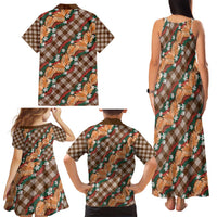 Polynesian Monstera Tiare Floral Family Matching Tank Maxi Dress and Hawaiian Shirt Chocolate Brown Tropical Plaid - Polynesian Pride