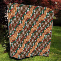 Polynesian Monstera Tiare Floral Quilt Chocolate Brown Tropical Plaid - Polynesian Pride