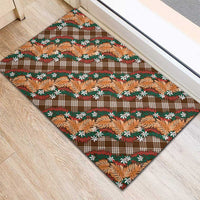 Polynesian Monstera Tiare Floral Rubber Doormat Chocolate Brown Tropical Plaid - Polynesian Pride
