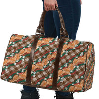 Polynesian Monstera Tiare Floral Travel Bag Chocolate Brown Tropical Plaid - Polynesian Pride