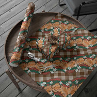 Polynesian Monstera Tiare Floral Wrapping Paper Chocolate Brown Tropical Plaid - Polynesian Pride