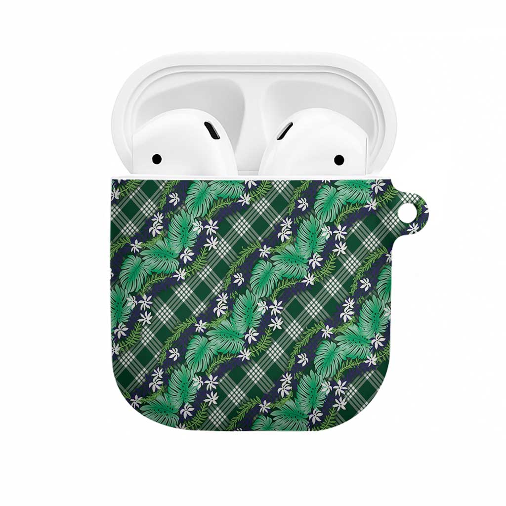 Polynesian Monstera Tiare Floral AirPods Case Forest Green Tropical Plaid LT01 Green - Polynesian Pride