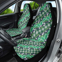 Polynesian Monstera Tiare Floral Car Seat Cover Forest Green Tropical Plaid - Polynesian Pride