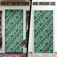 Polynesian Monstera Tiare Floral Door Cover Forest Green Tropical Plaid - Polynesian Pride