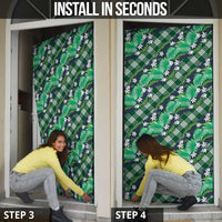 Polynesian Monstera Tiare Floral Door Cover Forest Green Tropical Plaid - Polynesian Pride