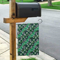 Polynesian Monstera Tiare Floral Garden Flag Forest Green Tropical Plaid - Polynesian Pride