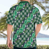 Polynesian Monstera Tiare Floral Hawaiian Shirt Forest Green Tropical Plaid - Polynesian Pride