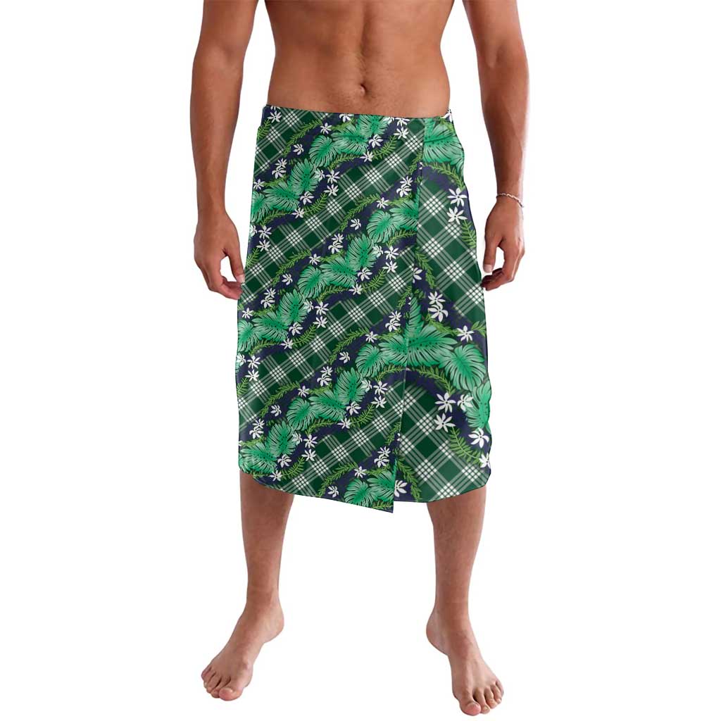 Polynesian Monstera Tiare Floral Lavalava Forest Green Tropical Plaid - Polynesian Pride