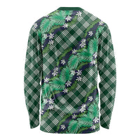 Polynesian Monstera Tiare Floral Long Sleeve Shirt Forest Green Tropical Plaid - Polynesian Pride
