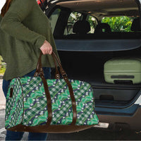 Polynesian Monstera Tiare Floral Travel Bag Forest Green Tropical Plaid - Polynesian Pride