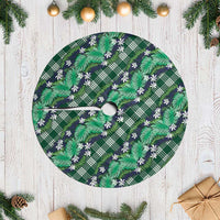 Polynesian Monstera Tiare Floral Tree Skirt Forest Green Tropical Plaid - Polynesian Pride