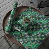 Polynesian Monstera Tiare Floral Wrapping Paper Forest Green Tropical Plaid - Polynesian Pride