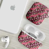 Polynesian Monstera Tiare Floral AirPods Case Fuchsia Tropical Plaid - Polynesian Pride