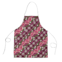 Polynesian Monstera Tiare Floral Apron Fuchsia Tropical Plaid - Polynesian Pride