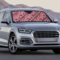 Polynesian Monstera Tiare Floral Auto Sun Shade Fuchsia Tropical Plaid - Polynesian Pride