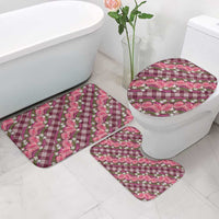 Polynesian Monstera Tiare Floral Bathroom Set Fuchsia Tropical Plaid - Polynesian Pride
