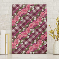 Polynesian Monstera Tiare Floral Canvas Wall Art Fuchsia Tropical Plaid - Polynesian Pride