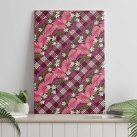 Polynesian Monstera Tiare Floral Canvas Wall Art Fuchsia Tropical Plaid - Polynesian Pride