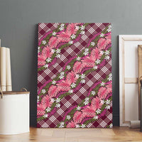 Polynesian Monstera Tiare Floral Canvas Wall Art Fuchsia Tropical Plaid - Polynesian Pride