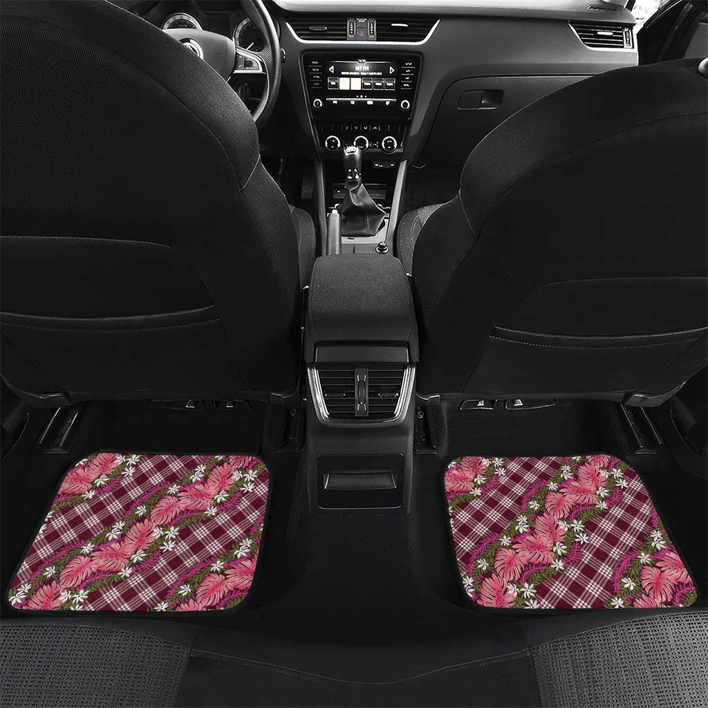 Polynesian Monstera Tiare Floral Car Mats Fuchsia Tropical Plaid - Polynesian Pride