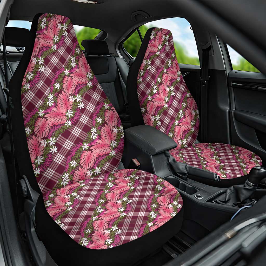 Polynesian Monstera Tiare Floral Car Seat Cover Fuchsia Tropical Plaid - Polynesian Pride