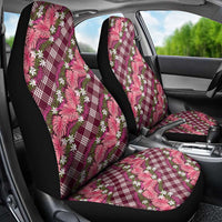 Polynesian Monstera Tiare Floral Car Seat Cover Fuchsia Tropical Plaid - Polynesian Pride