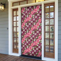 Polynesian Monstera Tiare Floral Door Cover Fuchsia Tropical Plaid - Polynesian Pride