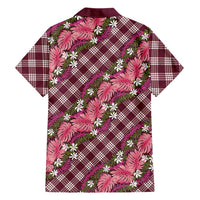 Polynesian Monstera Tiare Floral Hawaiian Shirt Fuchsia Tropical Plaid - Polynesian Pride