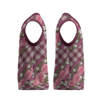 Polynesian Monstera Tiare Floral Christmas Knitted V-Neck Vest Fuchsia Tropical Plaid - Polynesian Pride