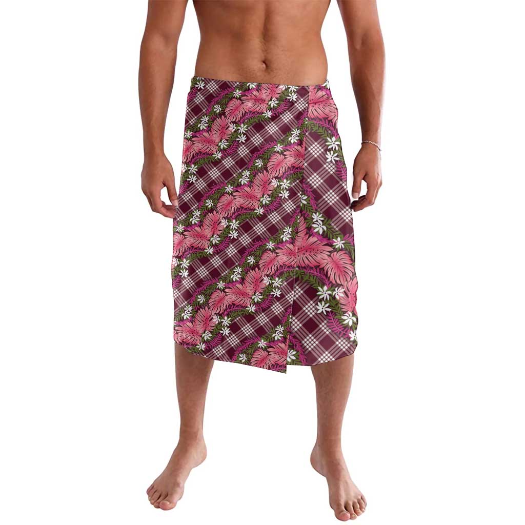 Polynesian Monstera Tiare Floral Lavalava Fuchsia Tropical Plaid LT01 Pink - Polynesian Pride