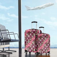 Polynesian Monstera Tiare Floral Luggage Cover Fuchsia Tropical Plaid - Polynesian Pride