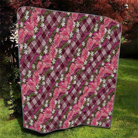 Polynesian Monstera Tiare Floral Quilt Fuchsia Tropical Plaid - Polynesian Pride
