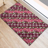 Polynesian Monstera Tiare Floral Rubber Doormat Fuchsia Tropical Plaid - Polynesian Pride