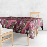 Polynesian Monstera Tiare Floral Tablecloth Fuchsia Tropical Plaid - Polynesian Pride