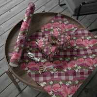 Polynesian Monstera Tiare Floral Wrapping Paper Fuchsia Tropical Plaid - Polynesian Pride