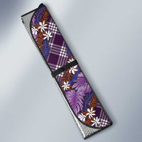 Polynesian Monstera Tiare Floral Auto Sun Shade Lavender Tropical Plaid - Polynesian Pride