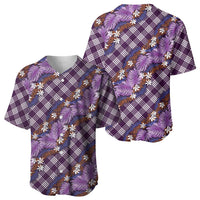 Polynesian Monstera Tiare Floral Baseball Jersey Lavender Tropical Plaid - Polynesian Pride